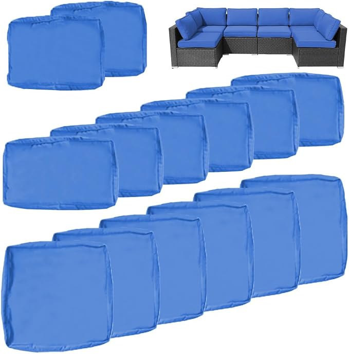 14Pcs Outdoor Cushion Covers Replacement Washable w/Zipper - Image 2