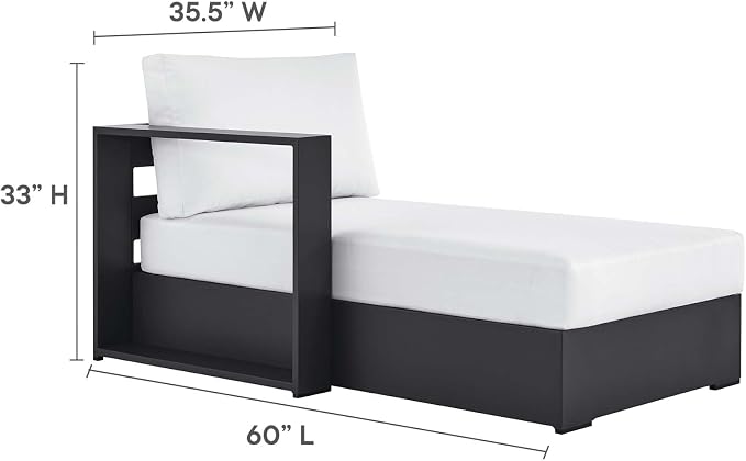 Modway Tahoe Aluminum 4-Piece Outdoor Patio Furniture Gray White, Modular - Image 6