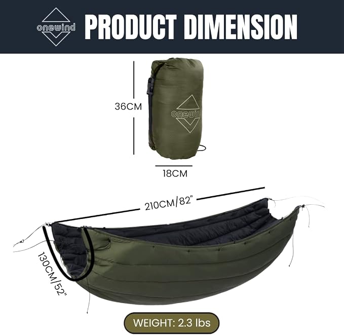 onewind Double Hammock Underquilt Warm Insulation Ultralight 3-4 Season Camping - Image 9