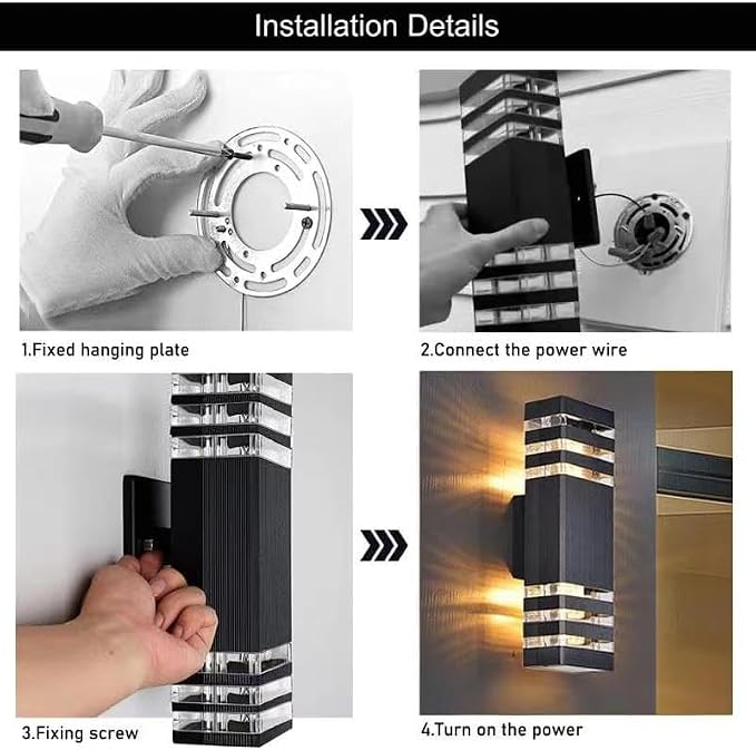 10Pack 15inch LED Square Up & Down Wall Lights, 14W Outdoor Wall Light 4000K - Image 6