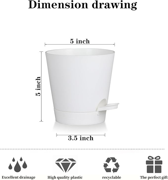 5 Pack 5 inch Self-Watering Pots, African Violets Planter - Image 2