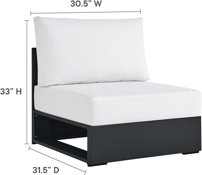 Modway Tahoe Aluminum 4-Piece Outdoor Patio Furniture Gray White, Modular - Image 2