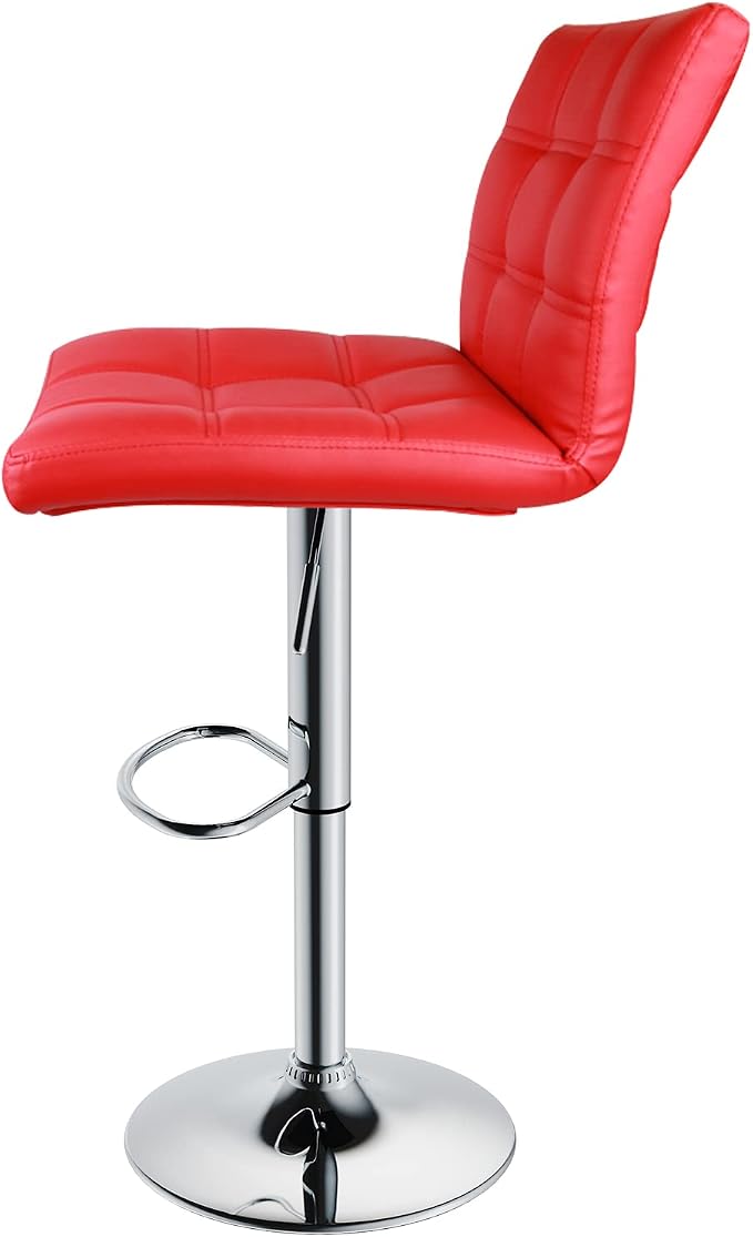 Leopard Adjustable Leather Bar Stools Square Back, Leather Padded - Image 4