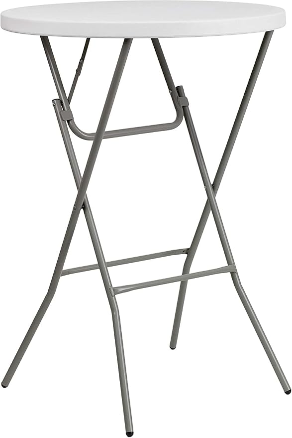 32in Cocktail Table, Plastic Folding Round High Top Indoor Outdoor Use by HiEthan
