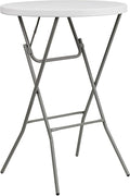 32in Cocktail Table, Plastic Folding Round High Top Indoor Outdoor Use by HiEthan