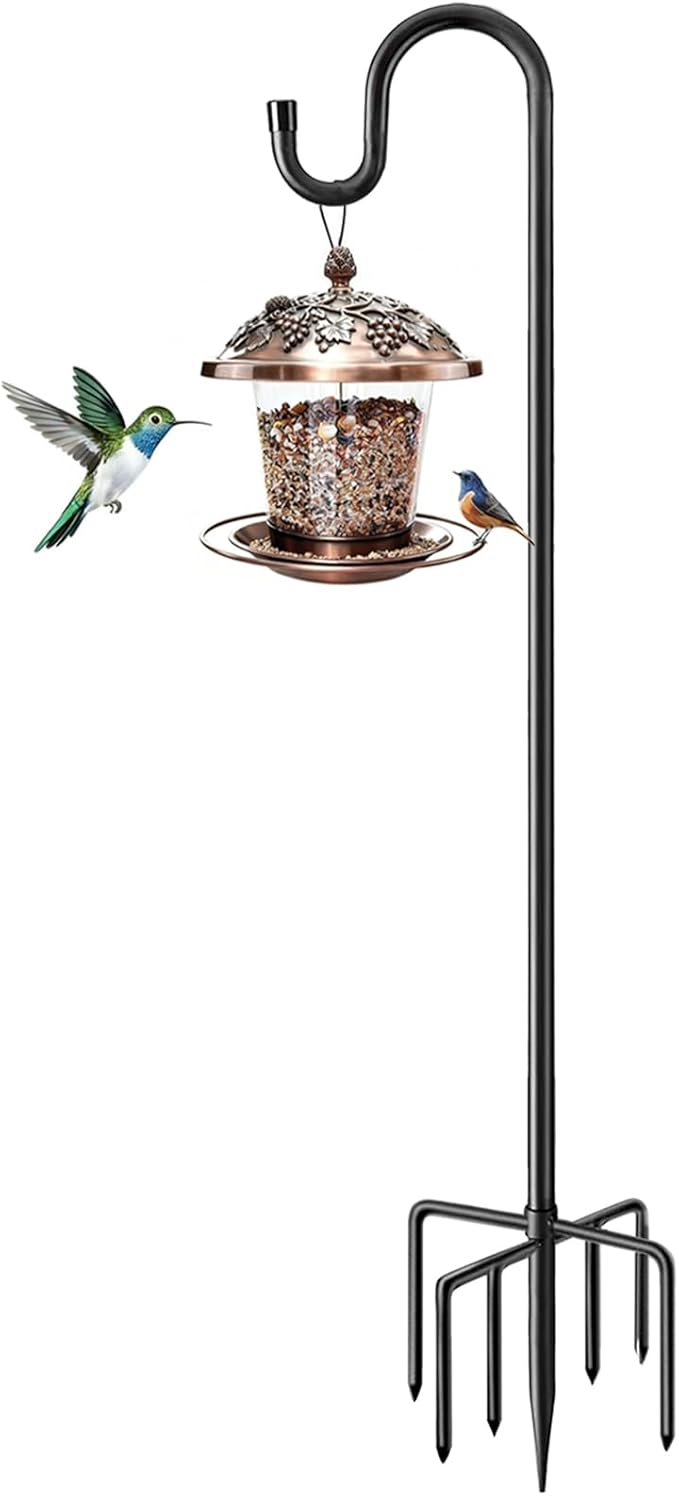 60" Shepherds Hooks for Outdoor, Heavy Duty Bird Feeder Pole for Hummingbird by Anideer