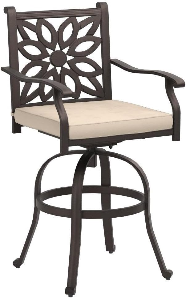 PHI VILLA Outdoor Swivel Bar Stools Set of 2, Cast Aluminum High Top Pub Height - Image 4