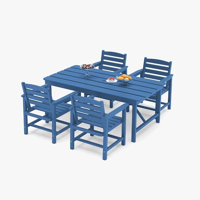 Outdoor HDPE Dining Set 5 Pieces, Patio Table by PatioKingdom