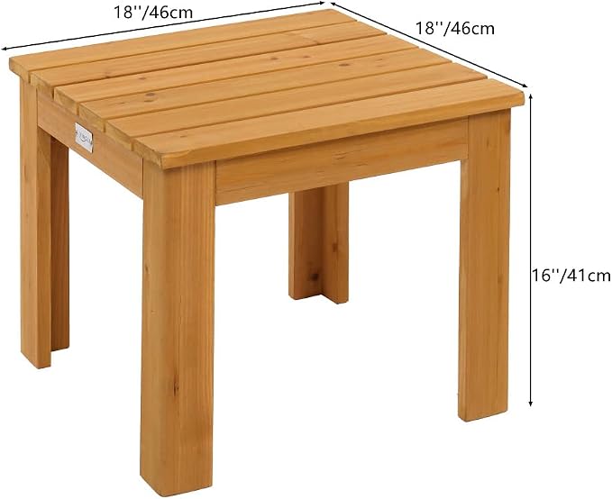 VINGLI Outdoor Wooden Side Table, Square Patio Side Table, Small Outdoor Table - Image 3