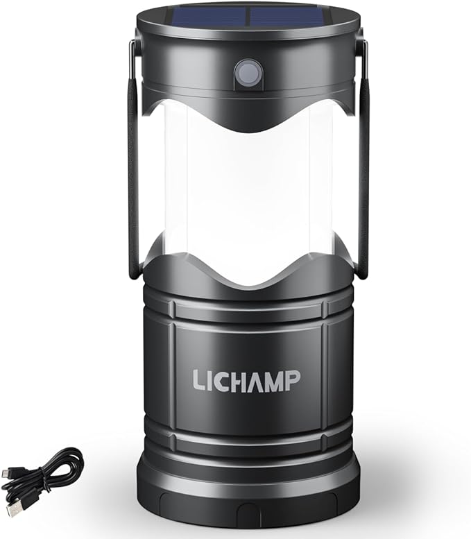 Lichamp 1-Pack Solar Camping Lantern, USB Rechargeable LED Lanterns Battery by Lichamp