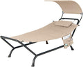Giantex Hanging Hammock with Stand, Patio Hanging Chaise Lounge Chair w/Canopy by Giantex