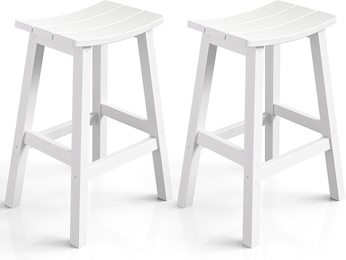 Weatherproof Bar Stools Set of 2, Saddle Seat, Bar Height Stools by LAHAAP