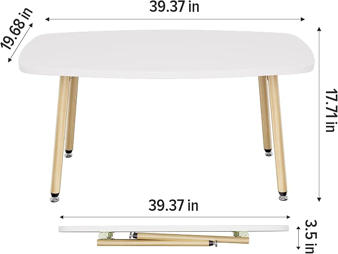WOHOMO Folding Coffee Table 39.3'' White Coffee Tables - Image 2