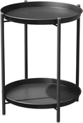 Grand patio Outdoor Side Table, 2-Tier Metal Round End Table by GrandPatio