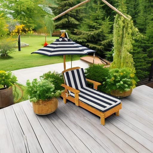 KidKraft Outdoor Wooden Chaise Lounge, Backyard Furniture Chair - Image 5