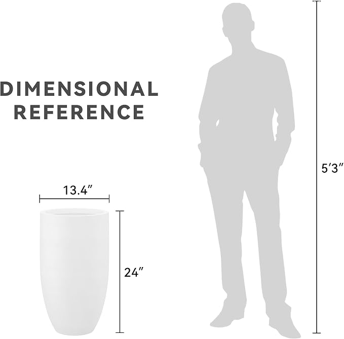 Kante 24 Inch Tall Round Concrete Planter, Large Indoor Outdoor Plant Pots - Image 7