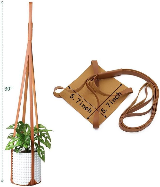 Plant Hangers PU Leather 2Pcs, Hanging Planters - Image 2