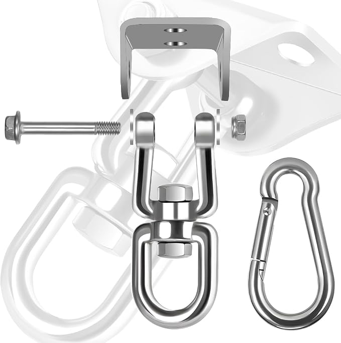 2 Pack Hammock Hanging Kit, Hanging Chair Hardware 360°Rotating Hammock Hooks - Image 2