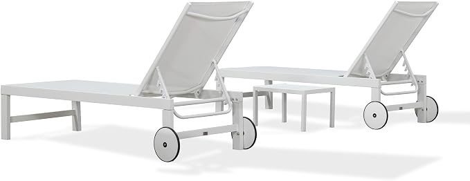 PURPLE LEAF Outdoor Chaise Lounge Chairs Set of 2 White Aluminum Lounge Chair - Image 9