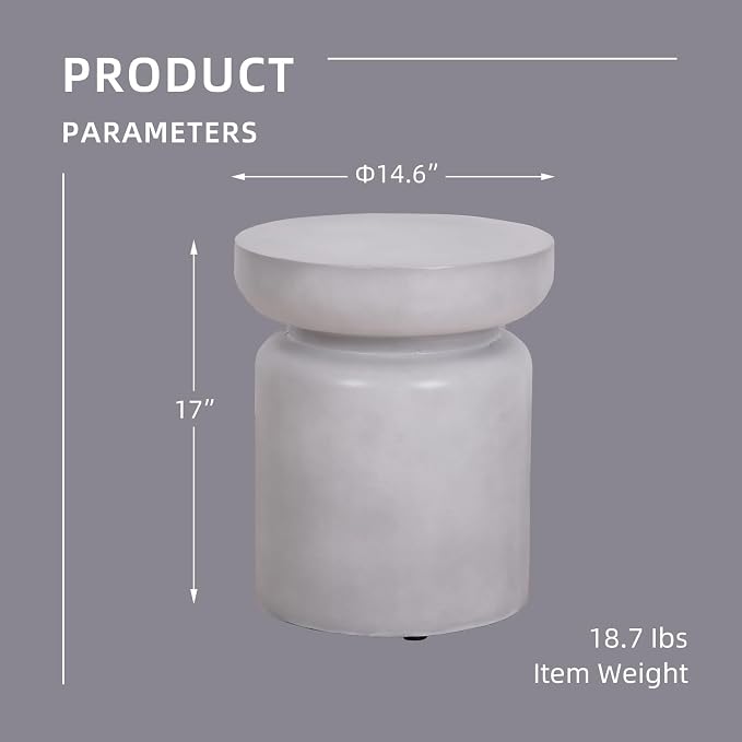 Afterglow Terrafab Concrete Look Side Table End Table Natural Decorative Garden - Image 3