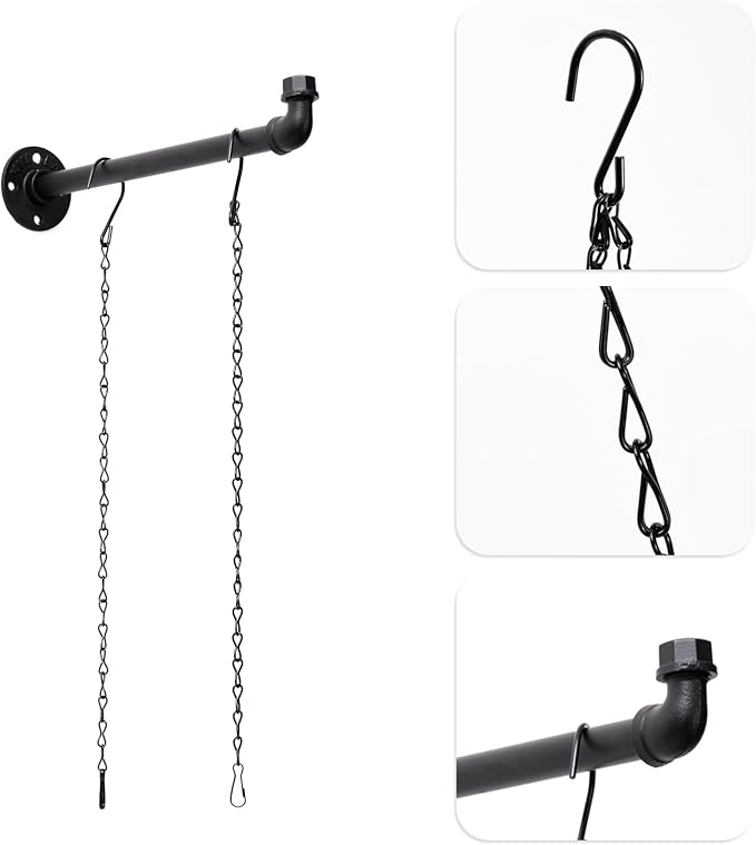 2 Pack Black Metal Pipe Plant Hanger Indoor - Image 8
