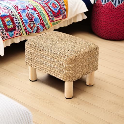 Ottoman Foot Stool Rectangular Footrest Natural Seagrass Footstool - Image 6