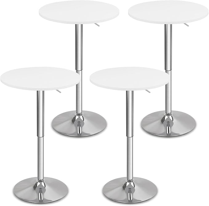CLATINA Round Bar Pub Tables Set of 4, 360° Swivel High Top Cocktail Table by CLATINA