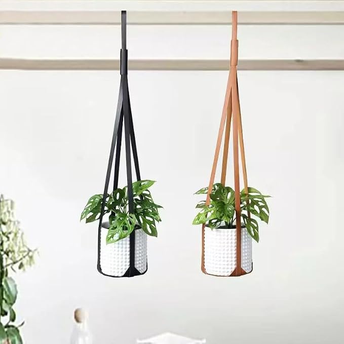 Plant Hangers PU Leather 2Pcs Hanging Planters - Image 6