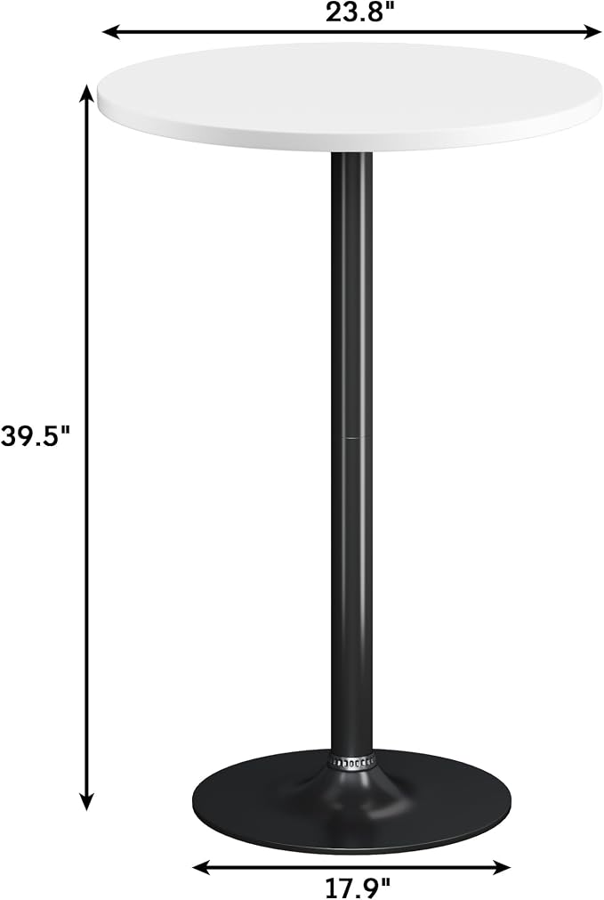 Flamaker Round Bistro Pub Table Modern Style Metal Base MDF Top Cocktail Bar - Image 3