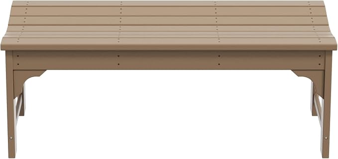 WO Home Furniture Outdoor 46" Backless HDPE Adirondack Bench, Poly Lumber Seat - Image 5