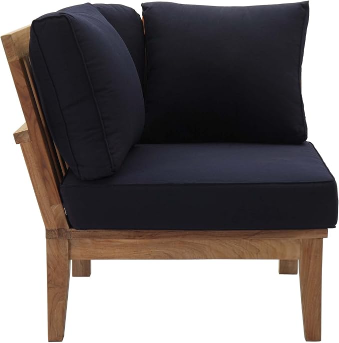 Modway Marina Outdoor Patio Teak Corner Sofa in Natural Navy - Image 2