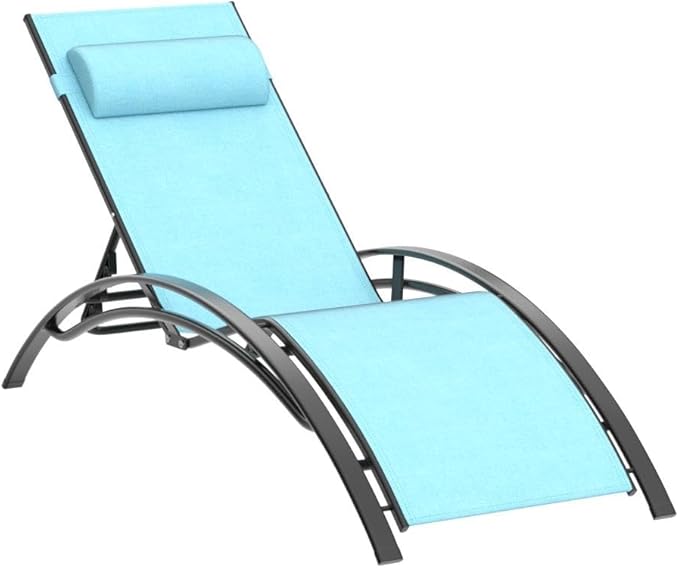 Purple Leaf Patio Chaise Lounge Set of 3 Outdoor Lounge Chair Beach Pool - Image 5