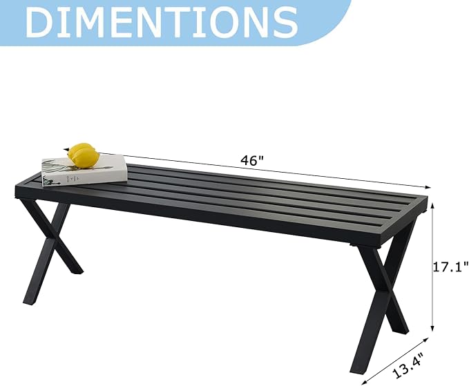 Black Outdoor Bench, Patio Garden Bench, All Wheather Outdoor Bench - Image 2