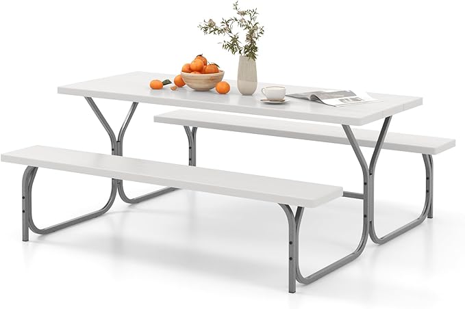 Giantex Picnic Table 6FT for 8 Person, Outdoor Table Set w/ 2 Benches, by Giantex