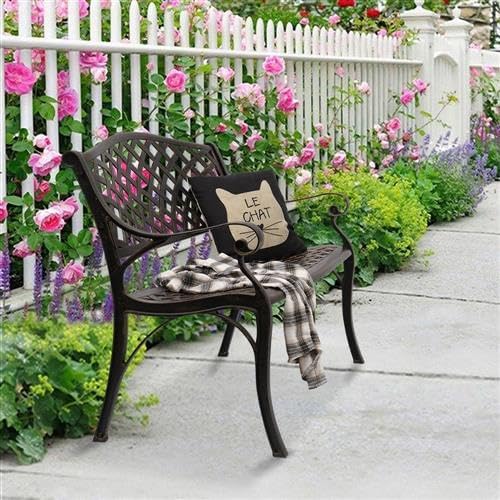 40.5" Outdoor Garden Bench, Patio Furniture Cast Aluminum Bench - Image 8