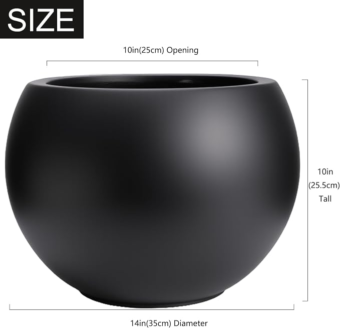 10 H x 14" Dia Round Fiberstone Planter - Image 2