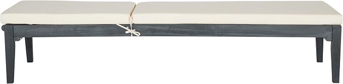 SAFAVIEH Outdoor Collection Montclair Ash Grey Solid Wood/Beige Cushion - Image 5
