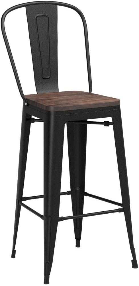 Yongqiang 30 inch Bar Stools Set of 4 Black Metal Bar Height Stools Modern - Image 4