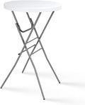 28in Cocktail Table White High Top Folding, Round Portable Bar Height Folding by Home