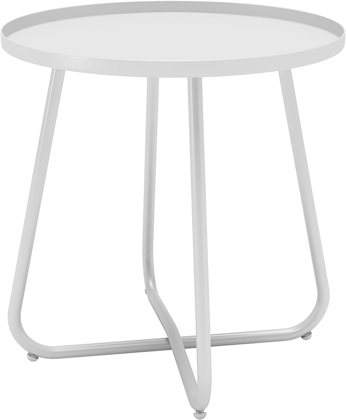 Outdoor Side Table, Indoor & Outdoor 18" Round Patio Side Table, Small Metal by Unknown
