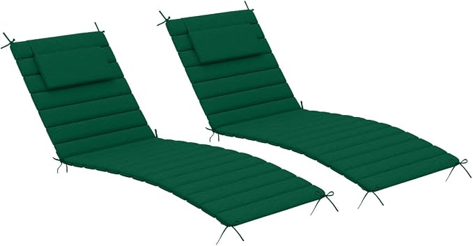 Sundale Outdoor Olefin Quilted Lounge Cushion Set of 2, Patio Foldable Chaise by SundaleOutdoor