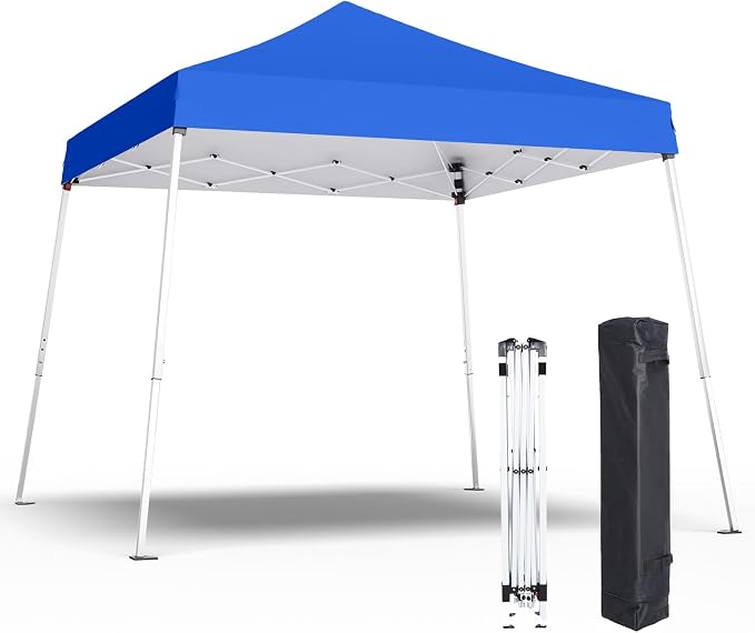 10x10 Pop Up Canopy, 300D Silver Coated Blue Fabric Outdoor Gazebo, Beach Tent - Image 9