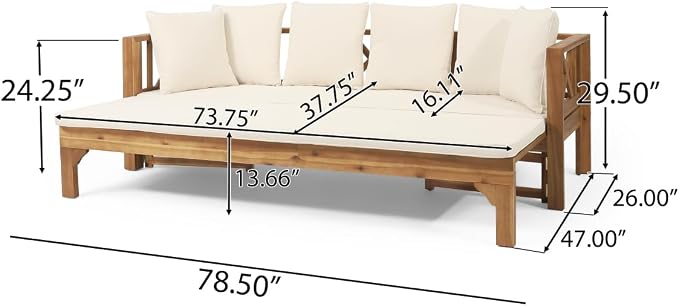 Outdoor Sofa Daybed, Convertible Patio Furniture - Image 2