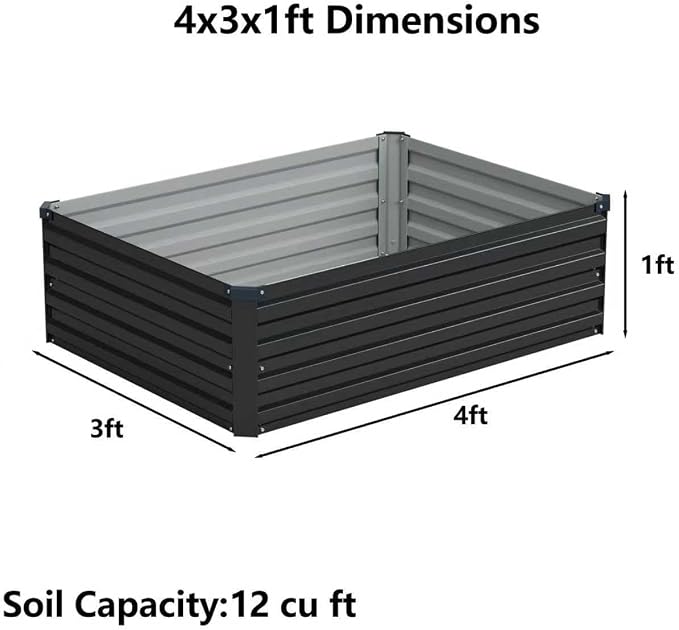4x3x1ft Galvanized Raised Garden Bed, Outdoor Planter Box Metal Patio Kit - Image 2
