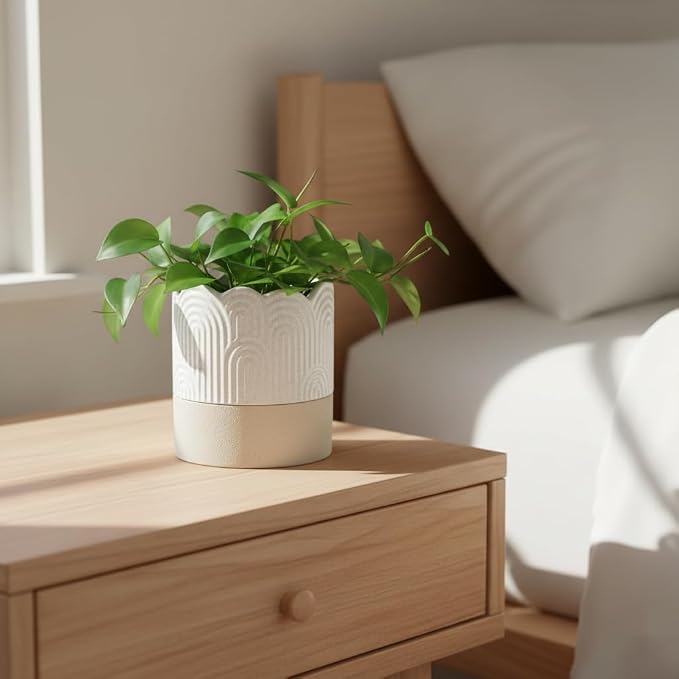 Nihow Self Watering Plant Pot: 4.5 Inch Ceramic Planter - Image 9