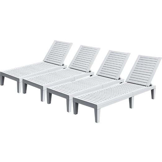 YITAHOME Patio Chaise Lounge Set of 4, Adjustable Outdoor Chaise Lounge by YITAHOME