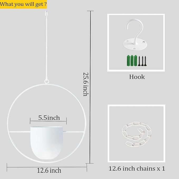 Hanging Planter Indoor Modern Boho Plant Pot Metal Wall and Ceiling Plant Holder - Image 2
