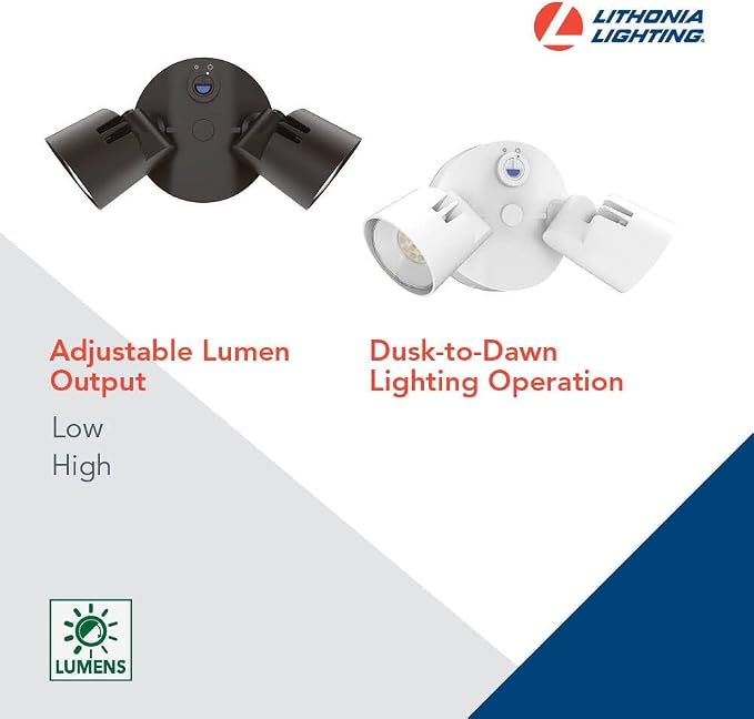 Lithonia Lighting HomeGuard 2-Light LED Outdoor Flood Lights, Outdoor LED Lights - Image 3
