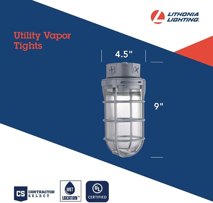 Lithonia Lighting Jelly Jar Light Fixture, Incandescent Utility Vapor Tight - Image 4
