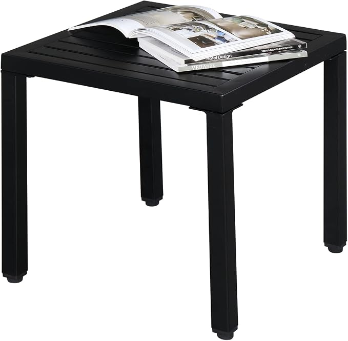 Outvita Metal Square Side Table, Indoor Outdoor Small Patio End Table, Portable by Outvita
